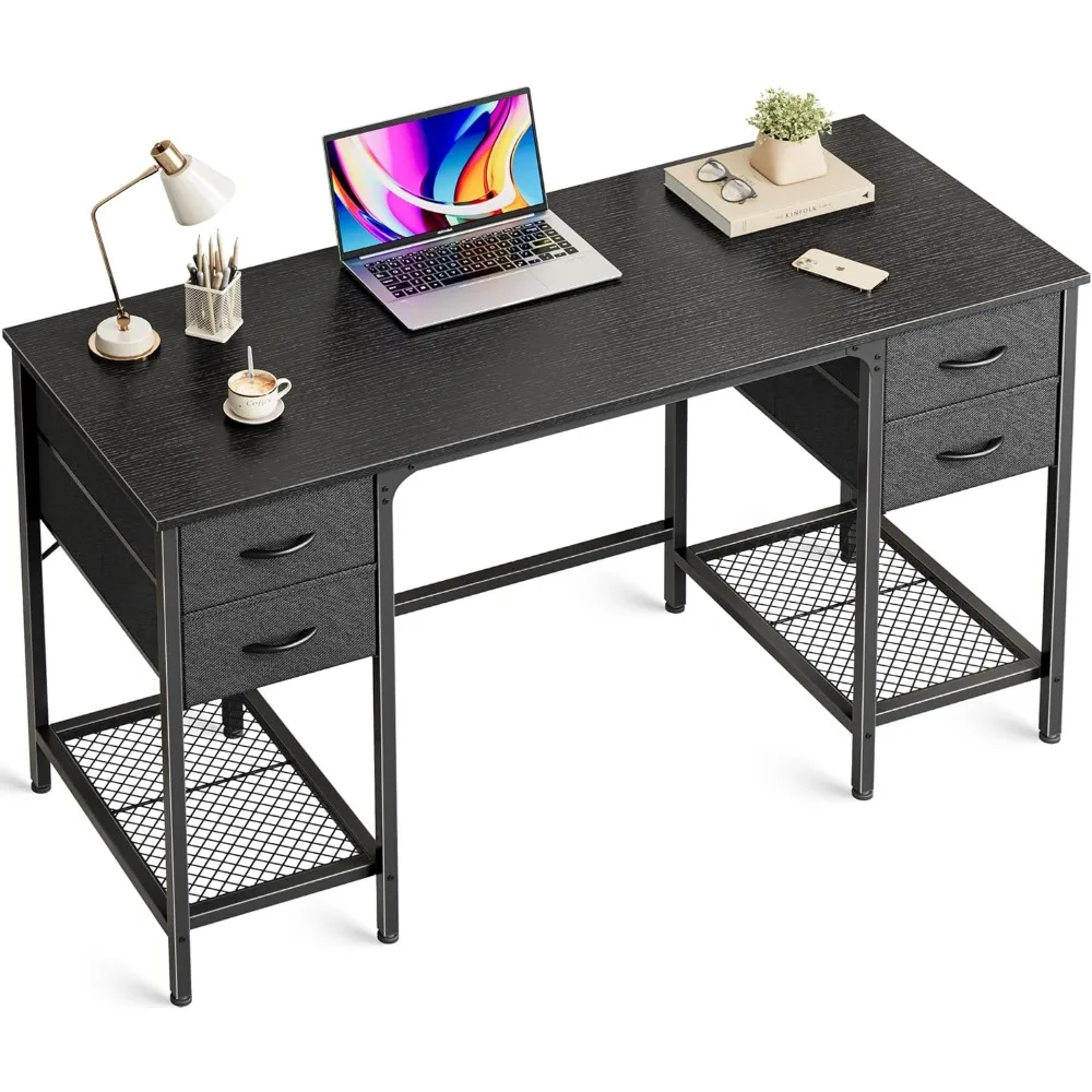 

47 Inch Computer Desk with 4 Drawers, Office Desk with Mesh Shelf, Gaming Desk, Large Storage, Writing Work Desk for Home Offic