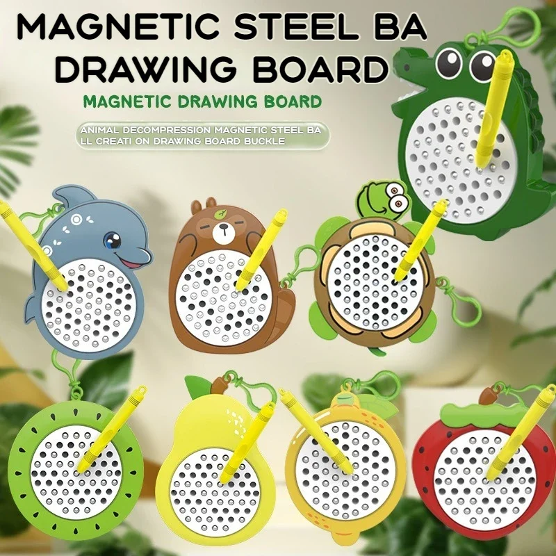 لوحة رسم مغناطيسية صغيرة تعليمية - رسم وخربش وتعلم! لعبة ألغاز ممتعة - هدية عيد ميلاد مثالية للأولاد وجي