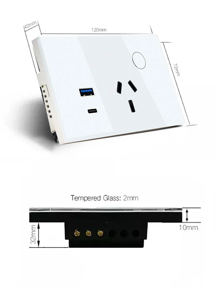 Shawader AU Wall Socket WIFI Tuya Smart Electrical Plug USB TYPE-C Outlet Power Touch Wireless Remote Contorl Alexa Google Home