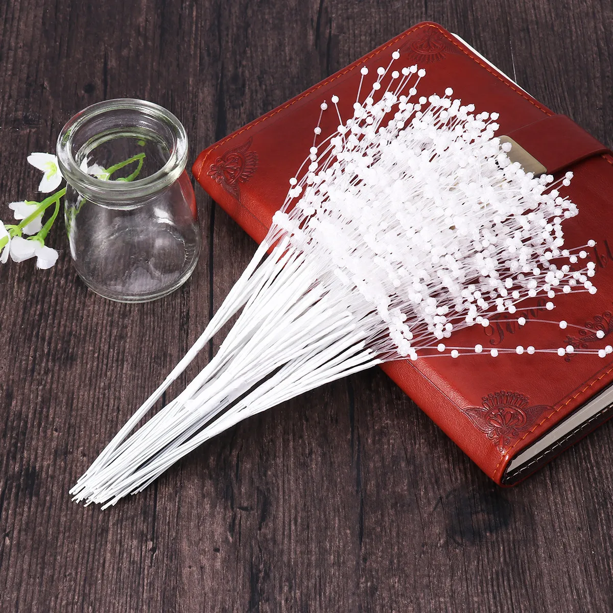 100Pcs Pearl String Decoration Elegant ABS Bridal Wedding Bouquet Centerpiece Pearl Sticks Supplies String of Pearls