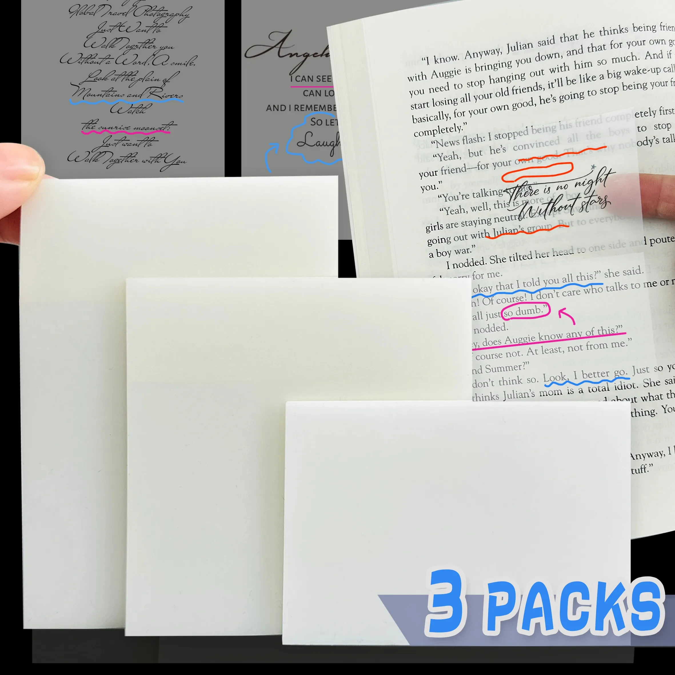 50Sheets Stickers Posted It Transparent Sticky Notebook Pads Notepads Clear Bookmark Read Book Stationery School Supplie