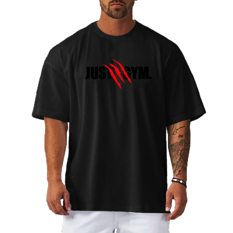 Mens Mesh Quick Dry Running T-Shirts Breathable Athletic Top Loose Fit Short Sleeve Sportswear For Gym Workout Jogging Training.