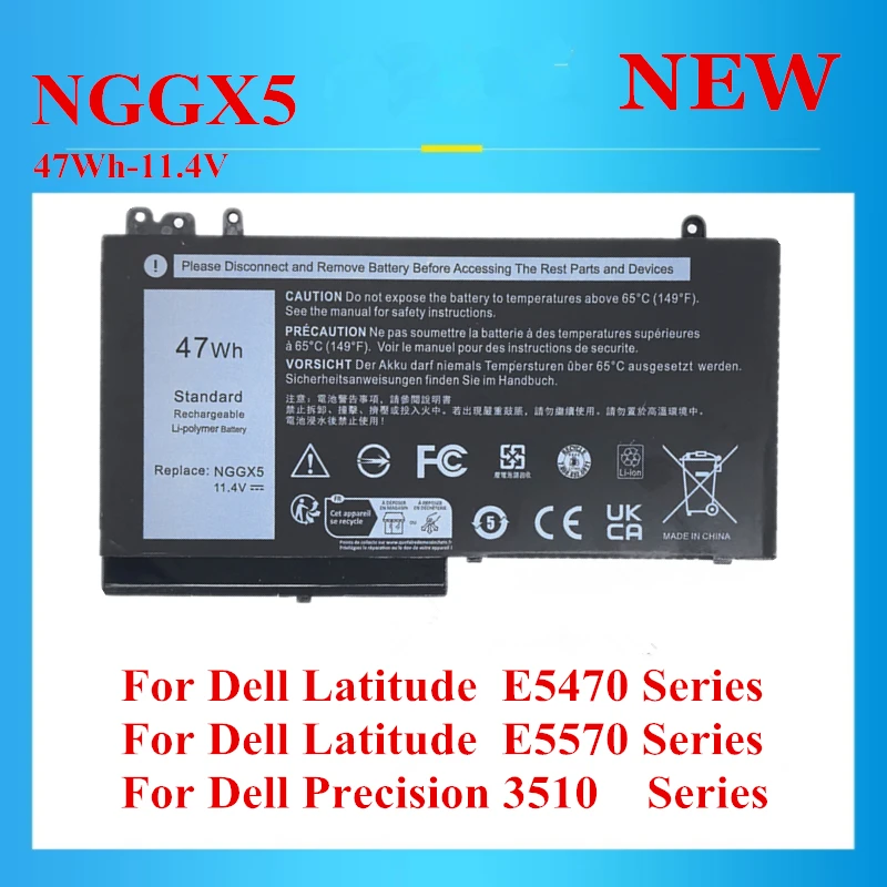 

New NGGX5 JY8D6 0JY8D6 954DF 451-BBUN 451-BBUJ RDRH9 Laptop battery For Dell Latitude E5470 E5570 Precision 3510 47Wh-11.4V
