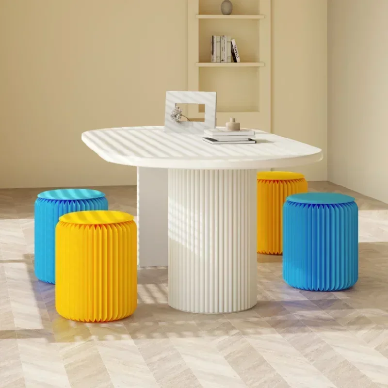 18 Paper Dopamine Color Stool, Home Living Room Bedroom Footstool, Light Luxury Office Reception and Negotiation Chair