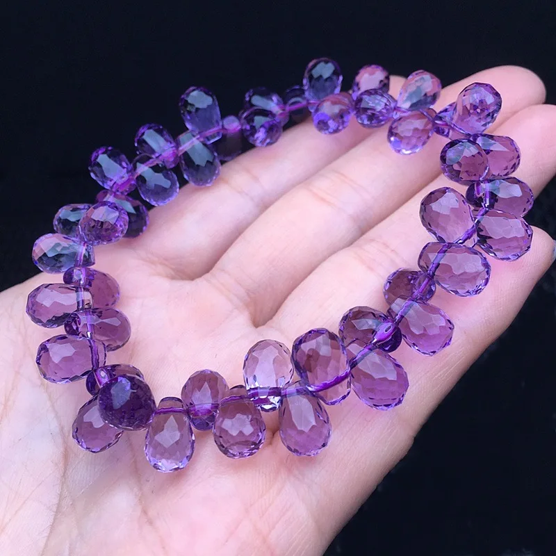 

Brazil Amethyst Carved Water Drop Bracelet Cutting Surface Rough Stone Bracelet Women's Jewelry Ore Genuine Goods