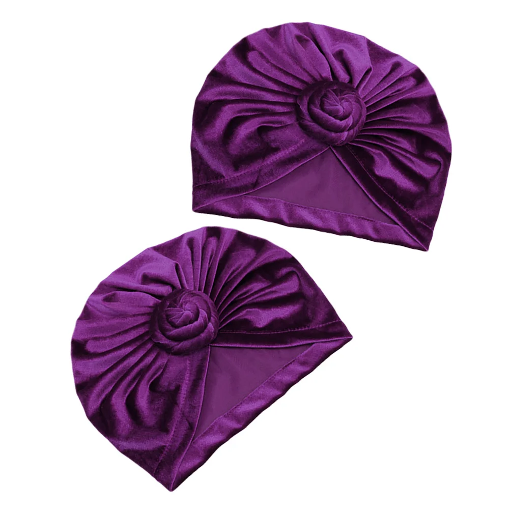 

2Pcs Stylish Turban Caps for Women Unique Swirl Design Lightweight Polyester Headwrap Elegant African-Inspired Fashion Accessory