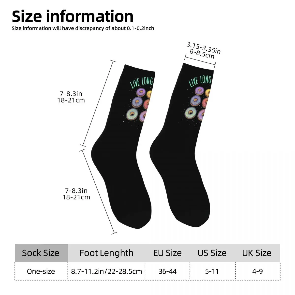 Happy Men's Socks Live And Donuts Vintage Starr Trrekk Street Style Novelty Crew Sock Gift Pattern Printed