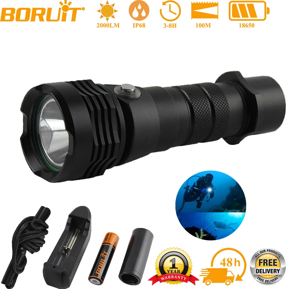 

Подводный фонарь BORUiT M51 XHP50.2, сверхъяркий, 2000 лм, на аккумуляторах 26650/18650, с ремешком на руку, профессиональный, для дайвинга