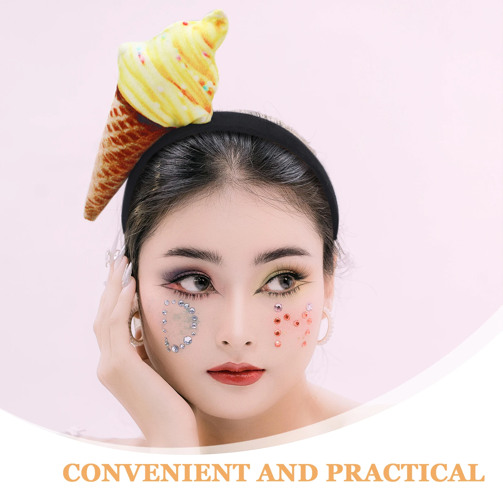 

2pcs Ice Cream Headband Cute Band For Women Spa Face Wash Headbands Aesthetic Hair Accessories Fabric Hair Styling Tool