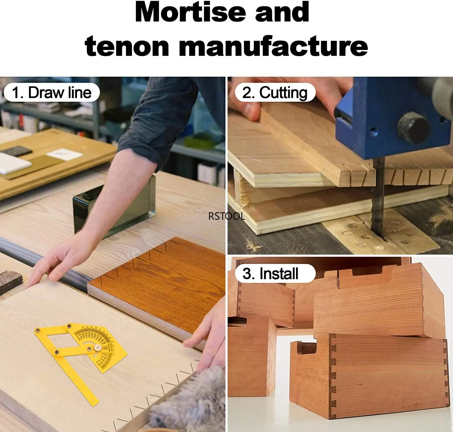 Precise Protractor and Angle Finder Woodworking Measurement Tools 0° to 180° for Measure Inner/Outer Angle Plastic Protractor