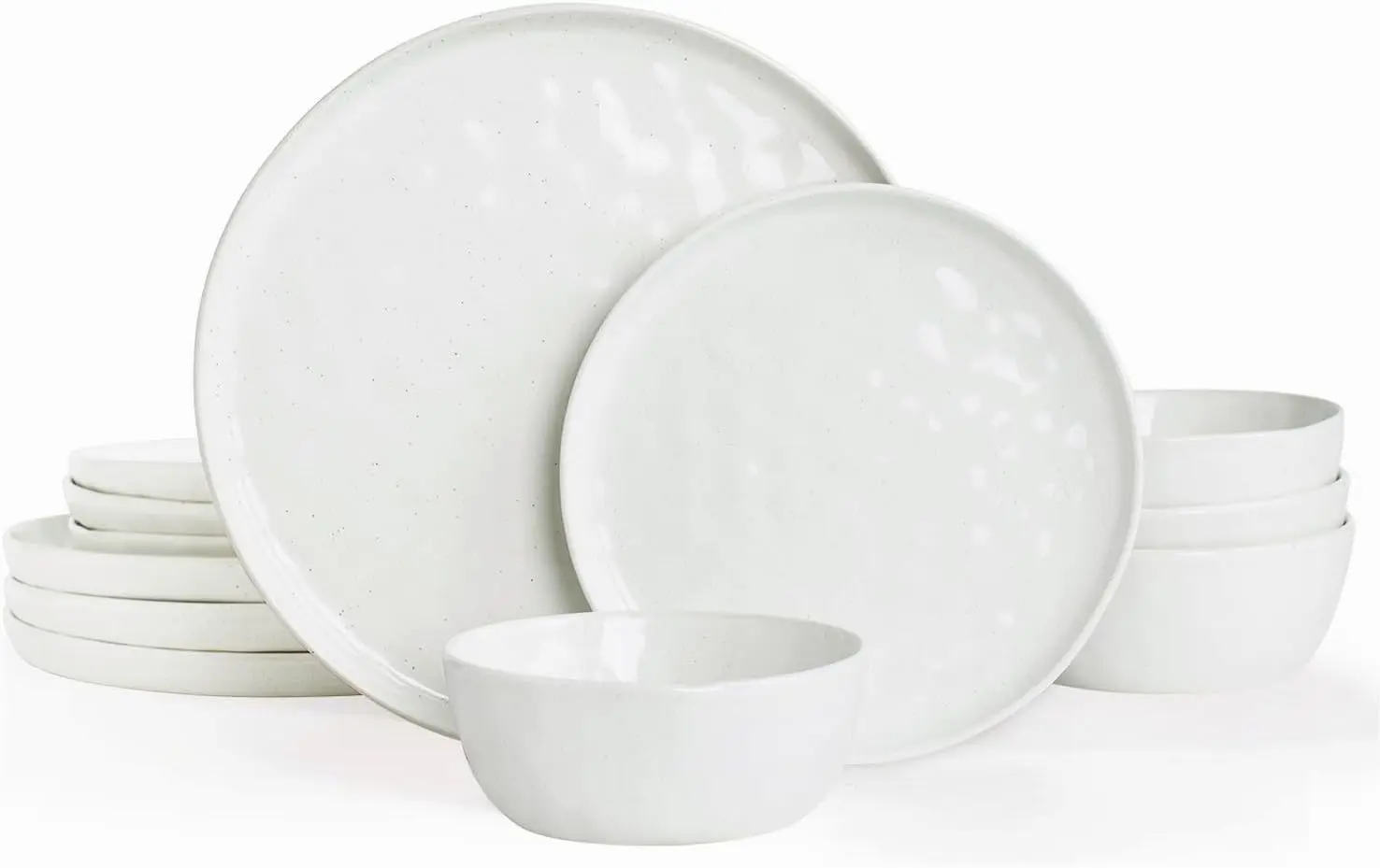 Famiware Mars Plates and Bowls Set, 12 Pieces Dinnerware Sets, Dishes Set for 4