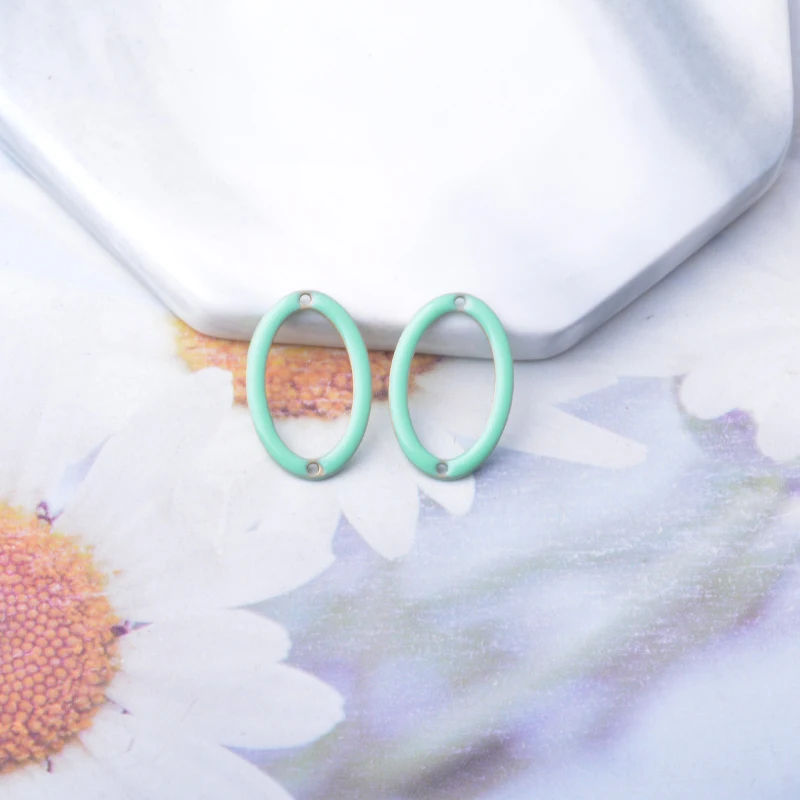 20 Stück ovalförmige Verbindungs-Emaille-Anhänger aus Kupfer mit Öltropfen-Effekt, Zweiloch-Ohranhänger, DIY-Schmuck, Ohrringe, Halsketten-Zubehör – Detail 5