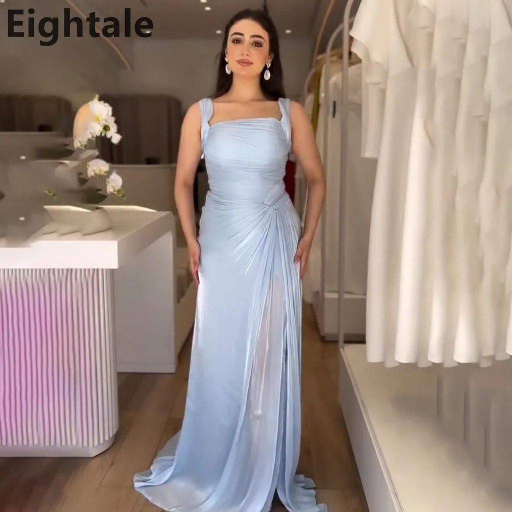 

Eightale 2025 Light Blue Maxi Evening Dress Sexy Slit Wedding Party Formal Prom Dress Dubai Party Gown Customized