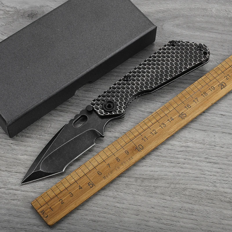 

D2 steel sheet titanium alloy handle folding knife outdoor tactical self-defense hunting camping survival portable tool knife
