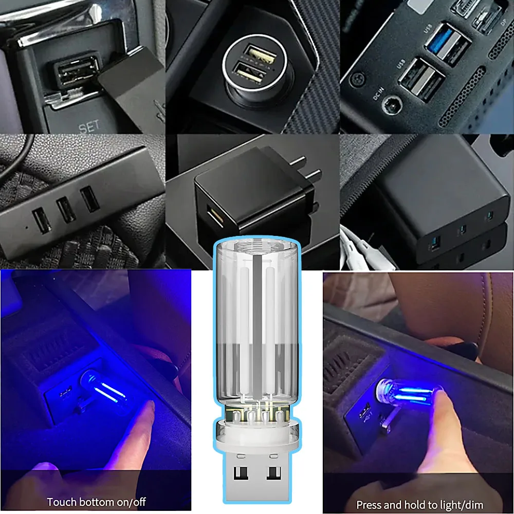 USB nightlight: new touch bedside and car atmosphere lights, ceramic LED glass bottle room decoration nightlight General Motors (blue light).