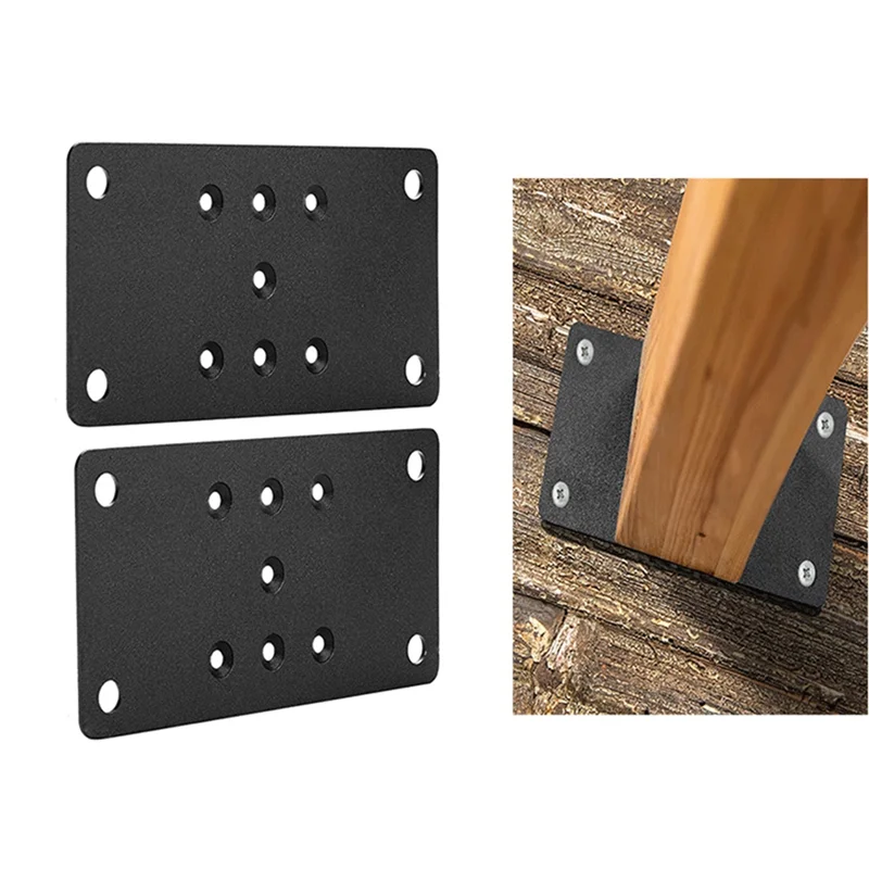 

FAST-2 PCS Heavy Duty Patio Column Base Plate Fence Column Base Black Metal Anchor Plate Patio Column Base Connector