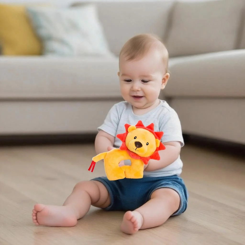 幼児・乳児向け教育用リストラトルおもちゃ（0～24ヶ月）アヒル・子犬・犬・ウサギ・ライオン・リングラトル学習・発達玩具