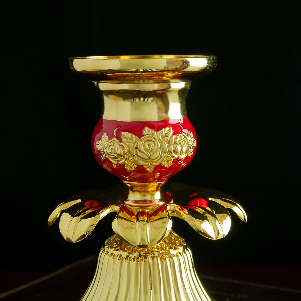 Orthodox Gold-Plated Candle Holder - Premium Metal Craft for Religious Ceremonies and Home Decor