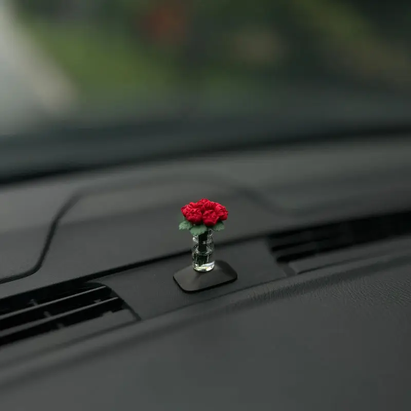 Mini Vase Tournesol Rose, Décoration Intérieure De Voiture, Ornements De Console Centrale existent, Cadeaux Mignons, Accessoires