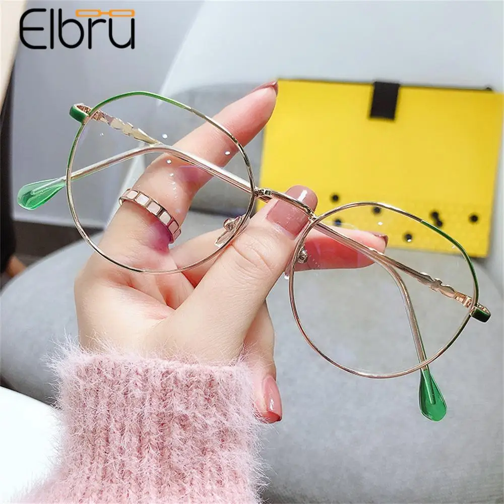 

Elbru 0-0.5-1-1.5-2-2.5...-6 Anti Blue Light Myopia Glasses Women Men Metal Nearsighted Eyeglasses Myopic Eye Protection Glasses