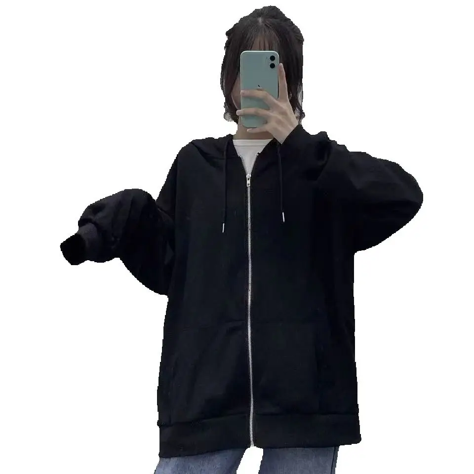 أوائل الخريف سترة سترة المرأة 2025 الربيع والخريف جديد مقنعين فضفاض سترة غير رسمية رقيقة الرياضة المخملية #1