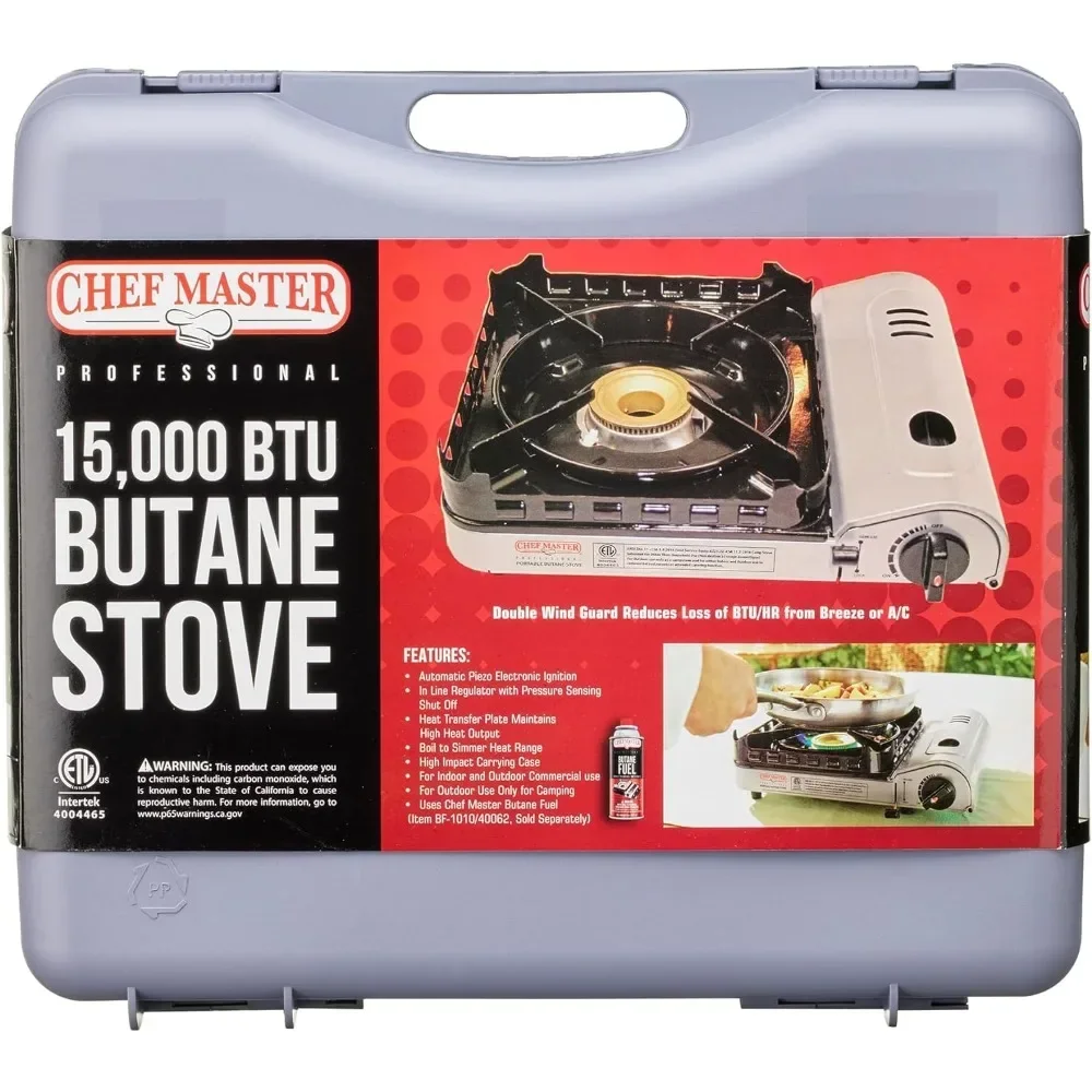 ez Portable Butane Stove | 15,000 BTU Single Burner Gas Stove | Camping and Backpacking Essentials