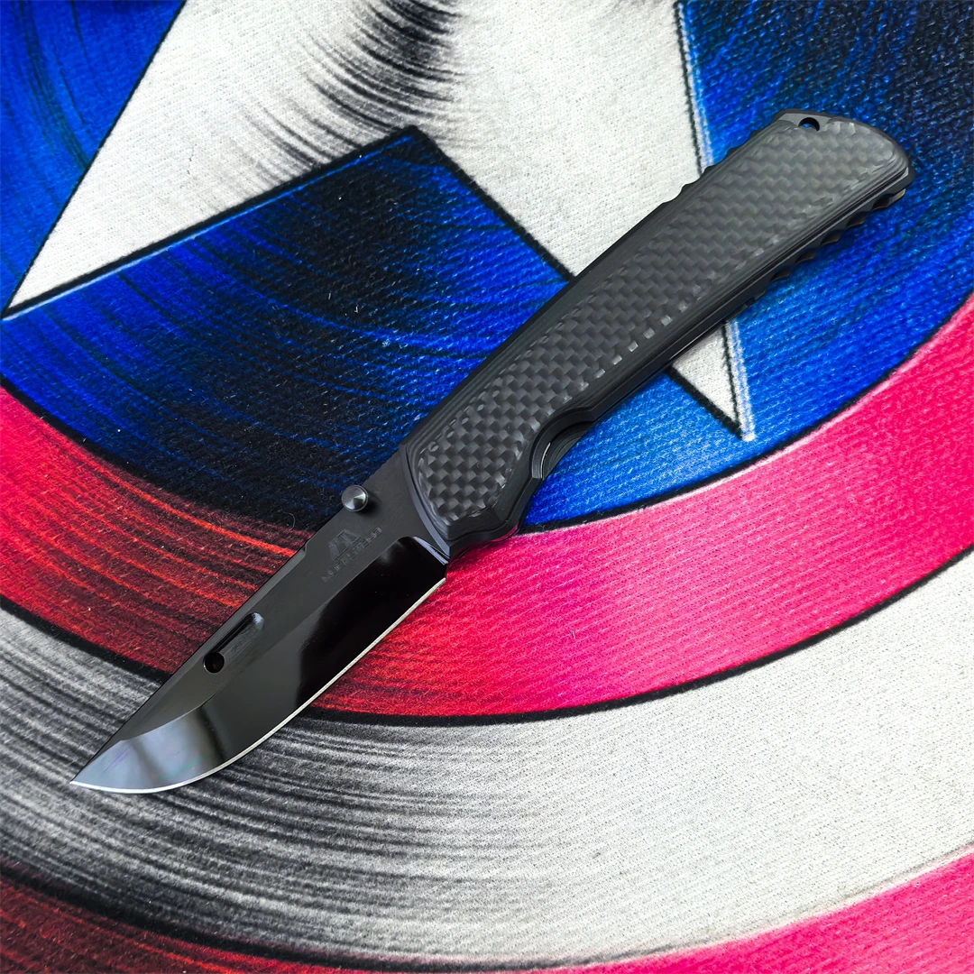VG10 Steel DLC Coated Folding Knife Carbon Fiber Handle Bearing Camping Outdoor Survival Hunting Fishing EDC Defense Tool