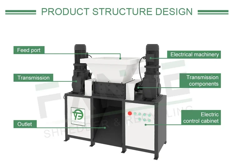 YYHC-Small metal plastic paper tearing machine Foam board shredder