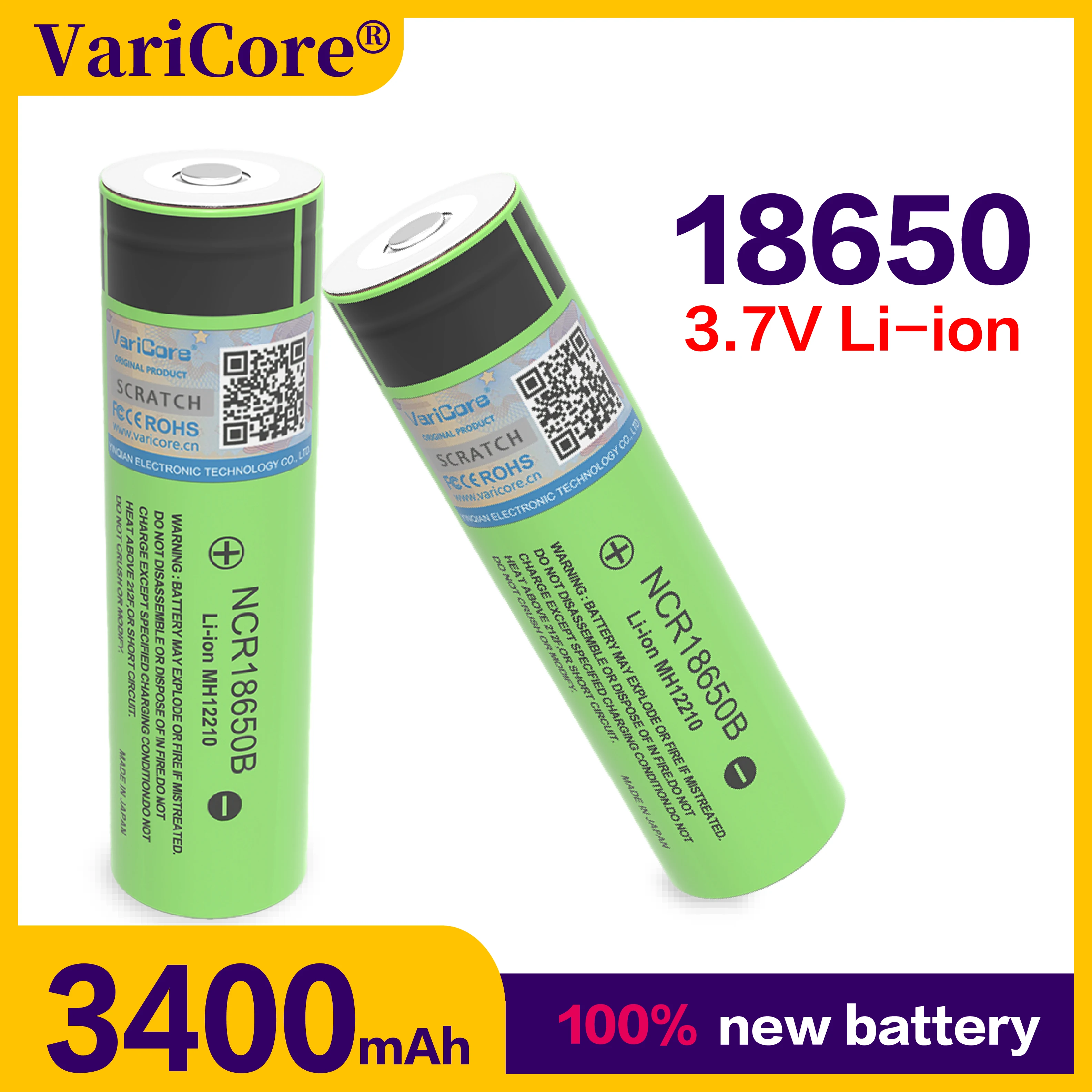 18650 P34 3.7 فولت 3400 مللي أمبير بطارية قابلة للشحن 18650 بطارية ليثيوم أيون 18650 بطارية الصف أ qual VariCore-VVV