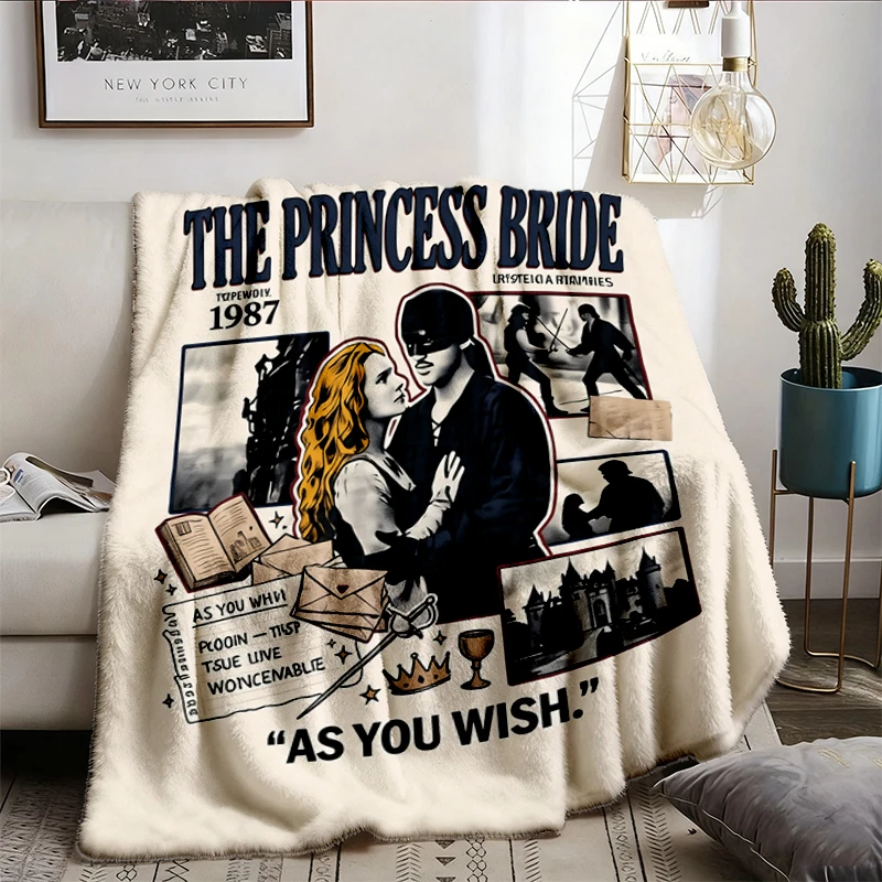The Princess Bride Comfy Blanket, Vintage Classic Film Graphic Flannel Throw Westley Buttercup Romance Flannel Blanket