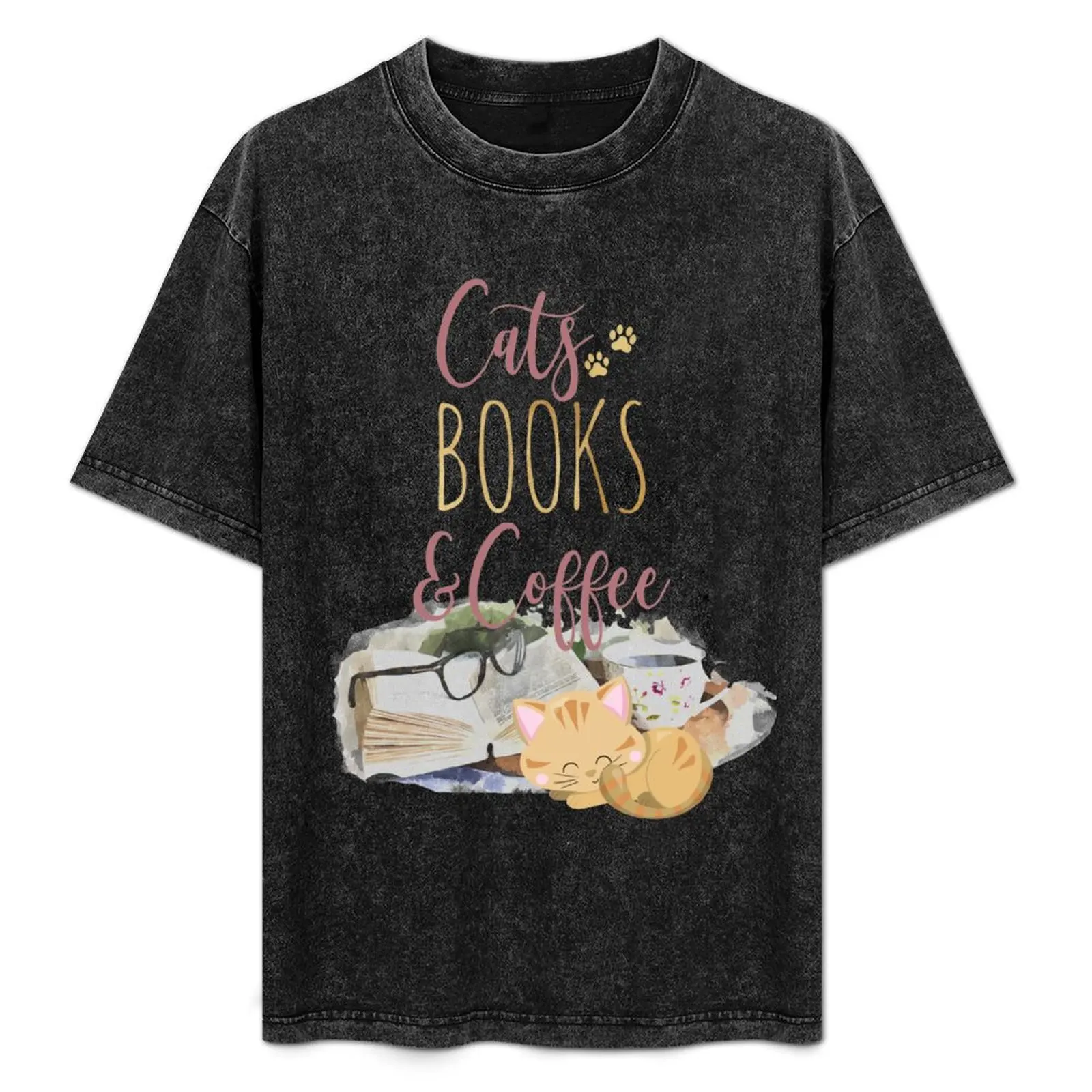 

Cats, Books and Coffee Lover T-Shirt man t shirts for men man t shirts for men casual T-Shirt