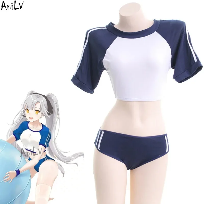 Japanese Anime Girl Student Gymnastics Gym Outfit Cheerleader Uniform Costume School Girl Sports Sukumizu Cosplay 2PC Suit