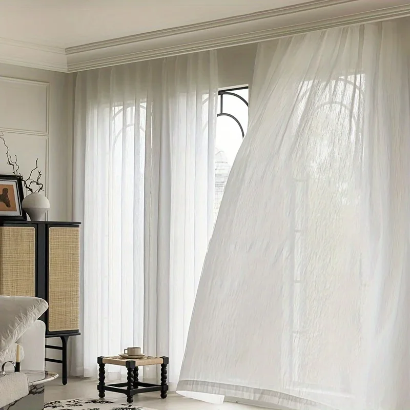 

Custom size Modern Luxury Romantic White Tulle Jacquard Sheer Curtains for Living Dining Room Bedroom 창문커텐 Decor Fashion
