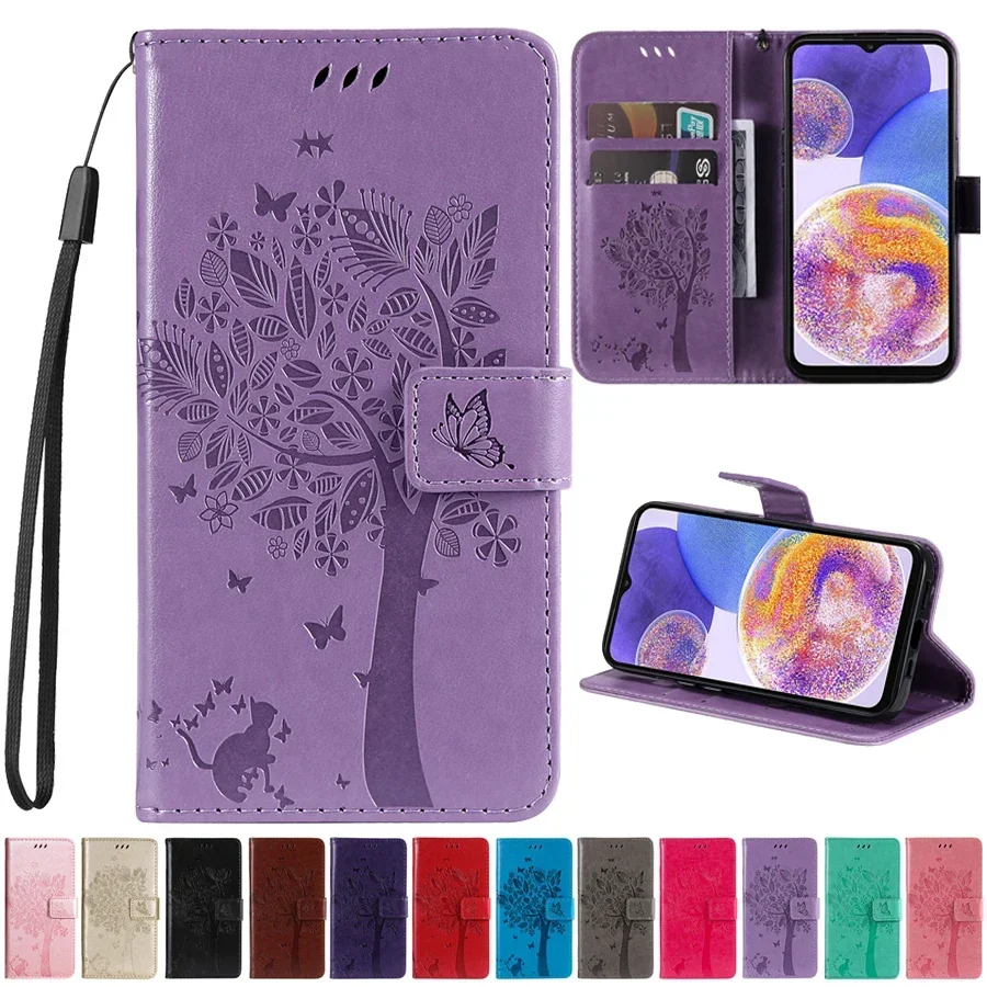 Wallet Tree Embossing Leather Case For Samsung Galaxy Galaxy S8 Plus S9 S10 5G S10E S10Lite S10Plus S20 FE S21 S22 S23 S24 Ultra