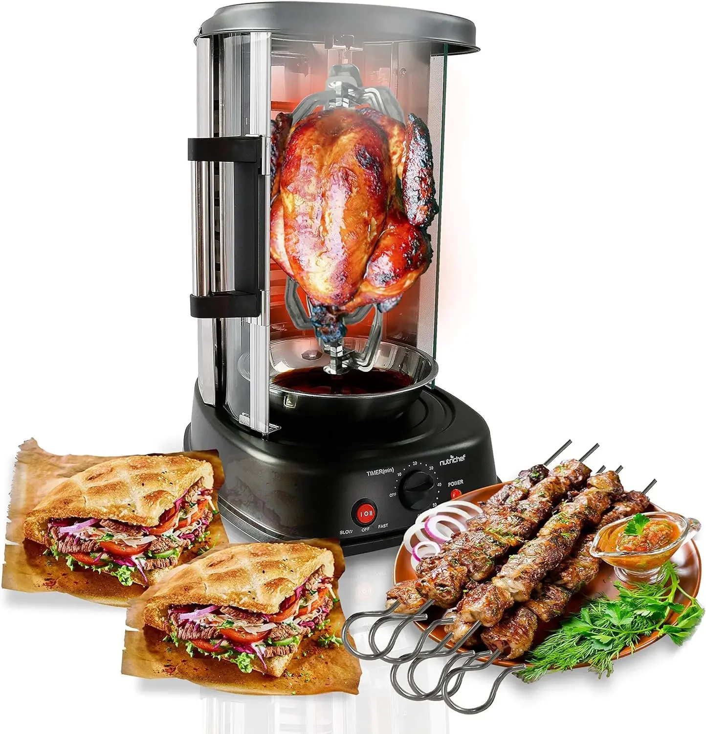 

Countertop Vertical Rotating Oven - Rotisserie Shawarma Machine, Kebob Machine, Stain & Heat Resistant