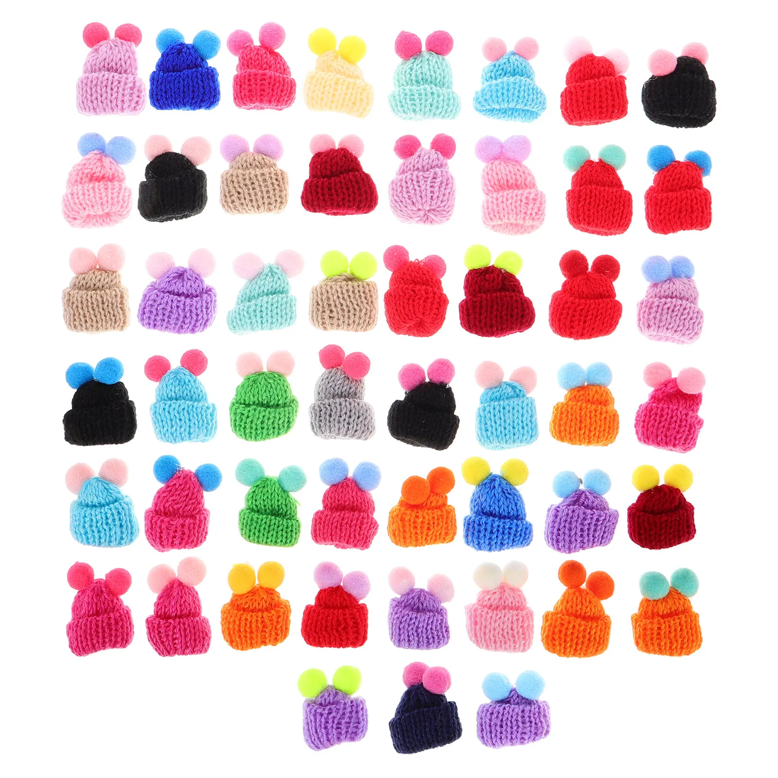 50Pcs Mini Knitting Hats Christmas Small Santa Hats DIY Craft Decorations for Mini House Tree Ornaments Knitting Hat Accessories