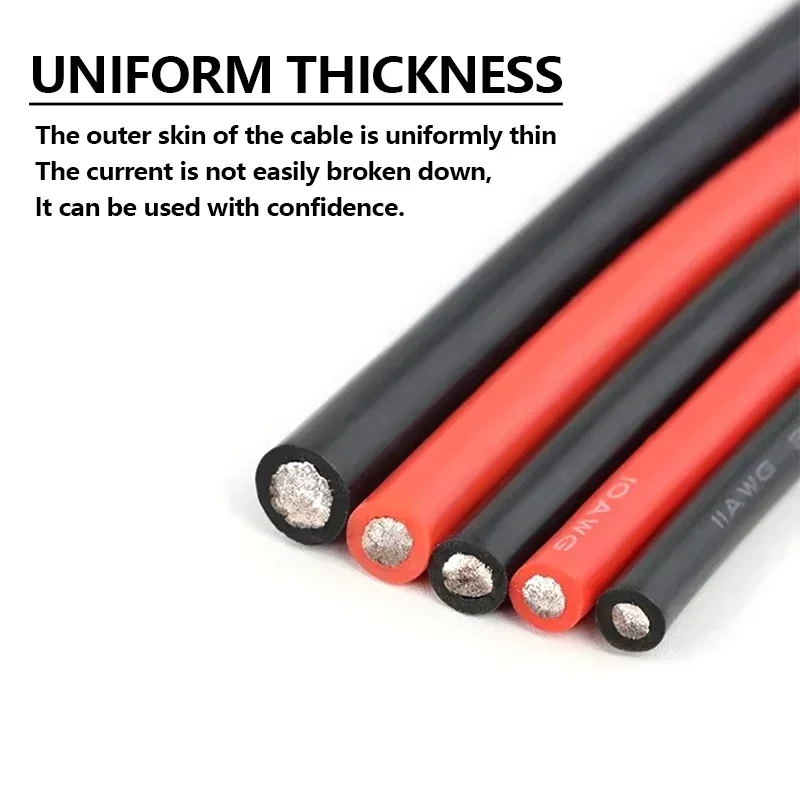 1/5 متر سلك السيليكون الناعم 30 ~ 8 AWG لوحة طاقة شمسية مقاومة للحرارة بطارية السيارة كابل كهربائي مرن