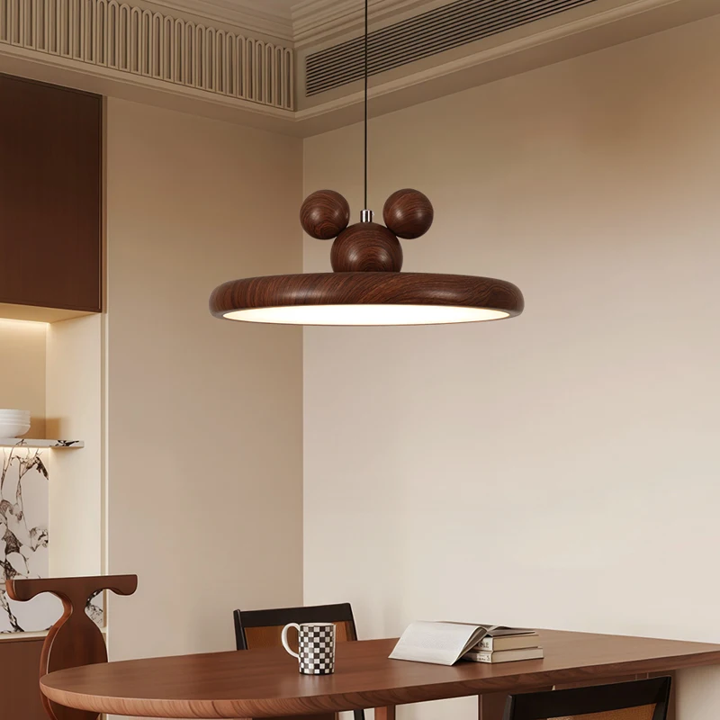 

Table Bar LED Pendant Lamp Restaurant Movable Arm Walnut Color Chandelier Home Dinning Room Lamp Bedroom Kid's Room Haning Light