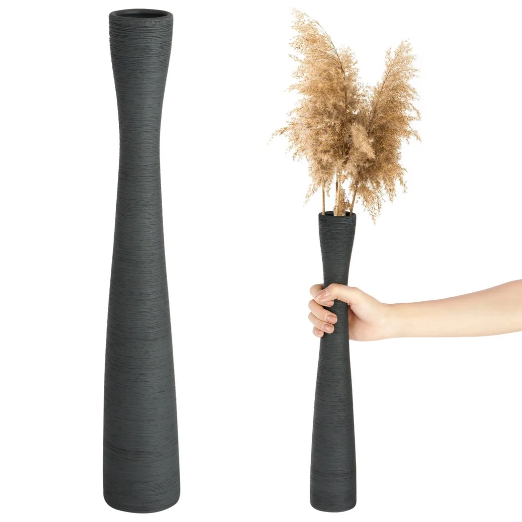 Florero de suelo de 16,5 pulgadas, florero alto, florero largo y delgado, florero de cerámica minimalista moderno, florero decorativo antideslizante para el hogar y la Oficina
