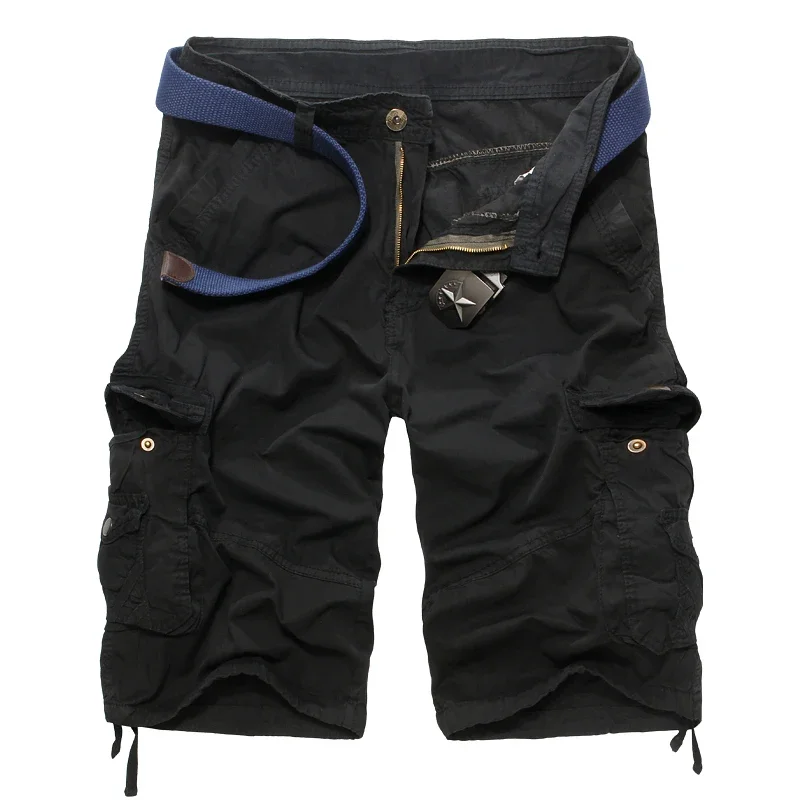 Man Summer Tooling Male Casual Shorts Male Multi-pocket Knee-length Shorts Capris Beach Breeched Shorts