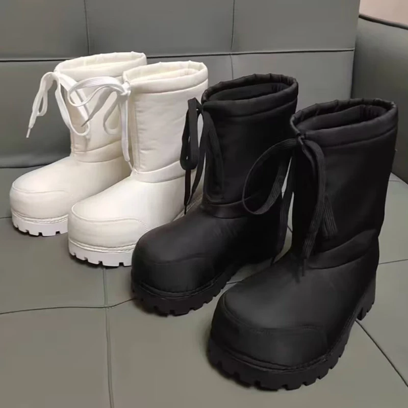 Fashion High Heels Snow Boots Women Thick Bottom Big Head Design Calf Boots Waterproof Platform Ankle Boot Ladies Shoes Winter