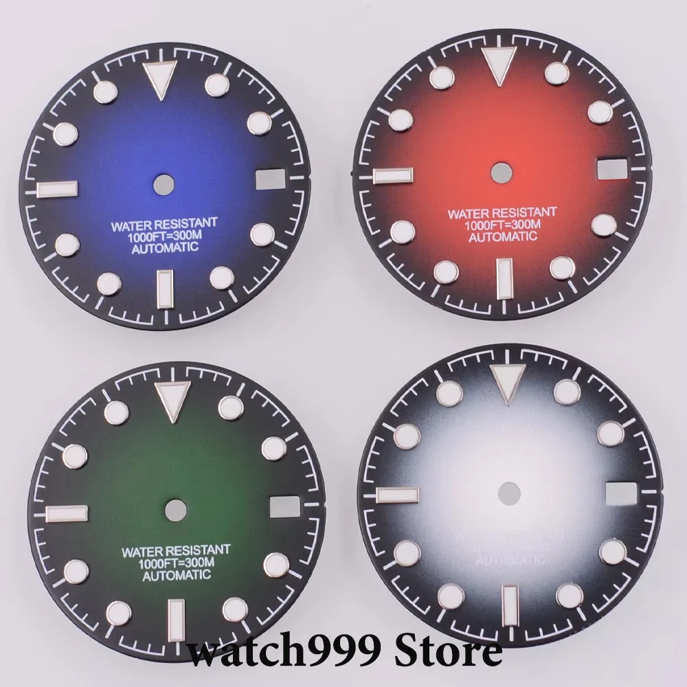 29mm الطلب الأخضر مضيئة ووتش الطلب صالح NH35 الطلب NH36 الطلب حركة ووتش الملحقات
