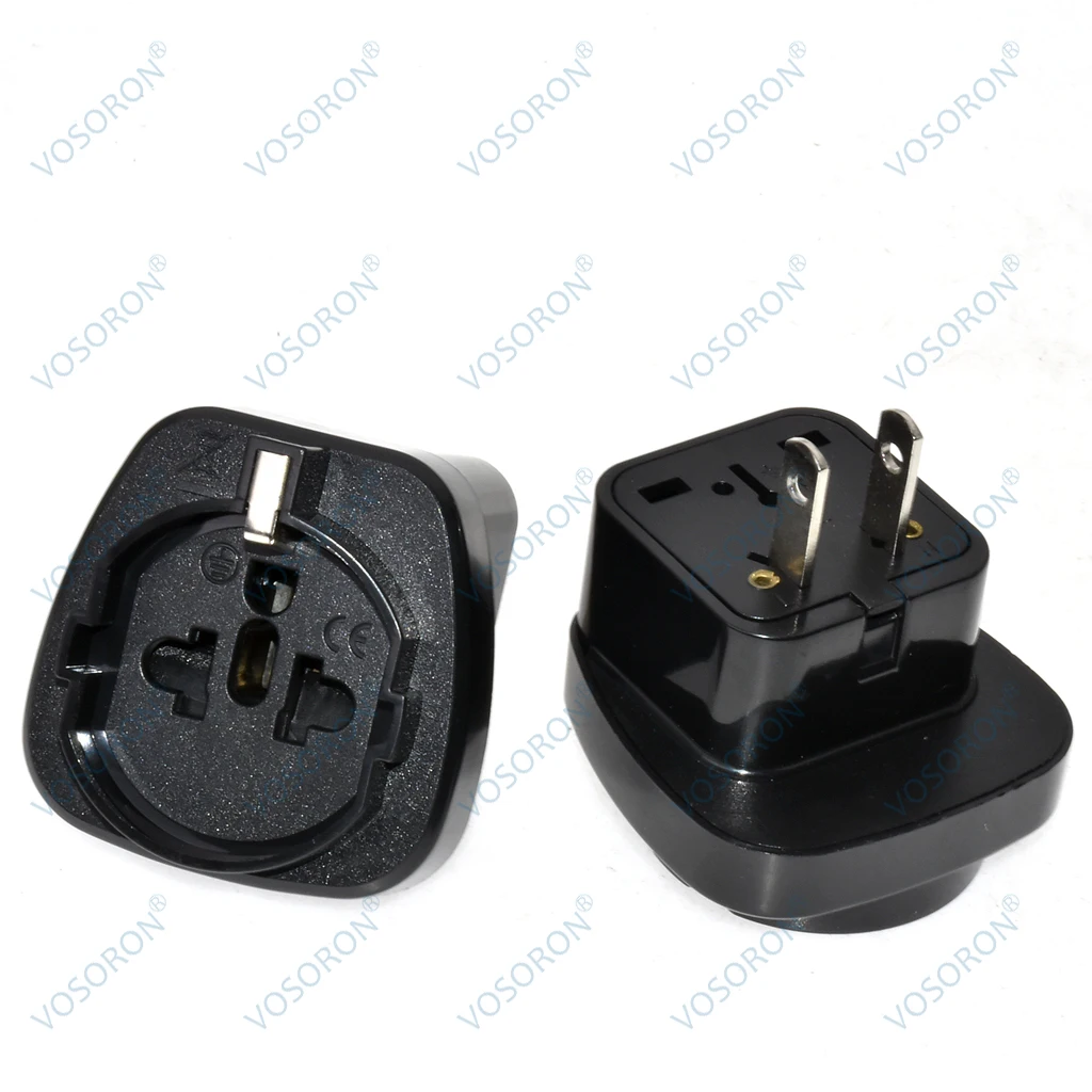 USA, Canada, Mexico, Japan Travel Plug Power Adapter Round Pin (EU/Korea/Swiss/ Italy/US) to Flat (USA) Pin,10A 250V