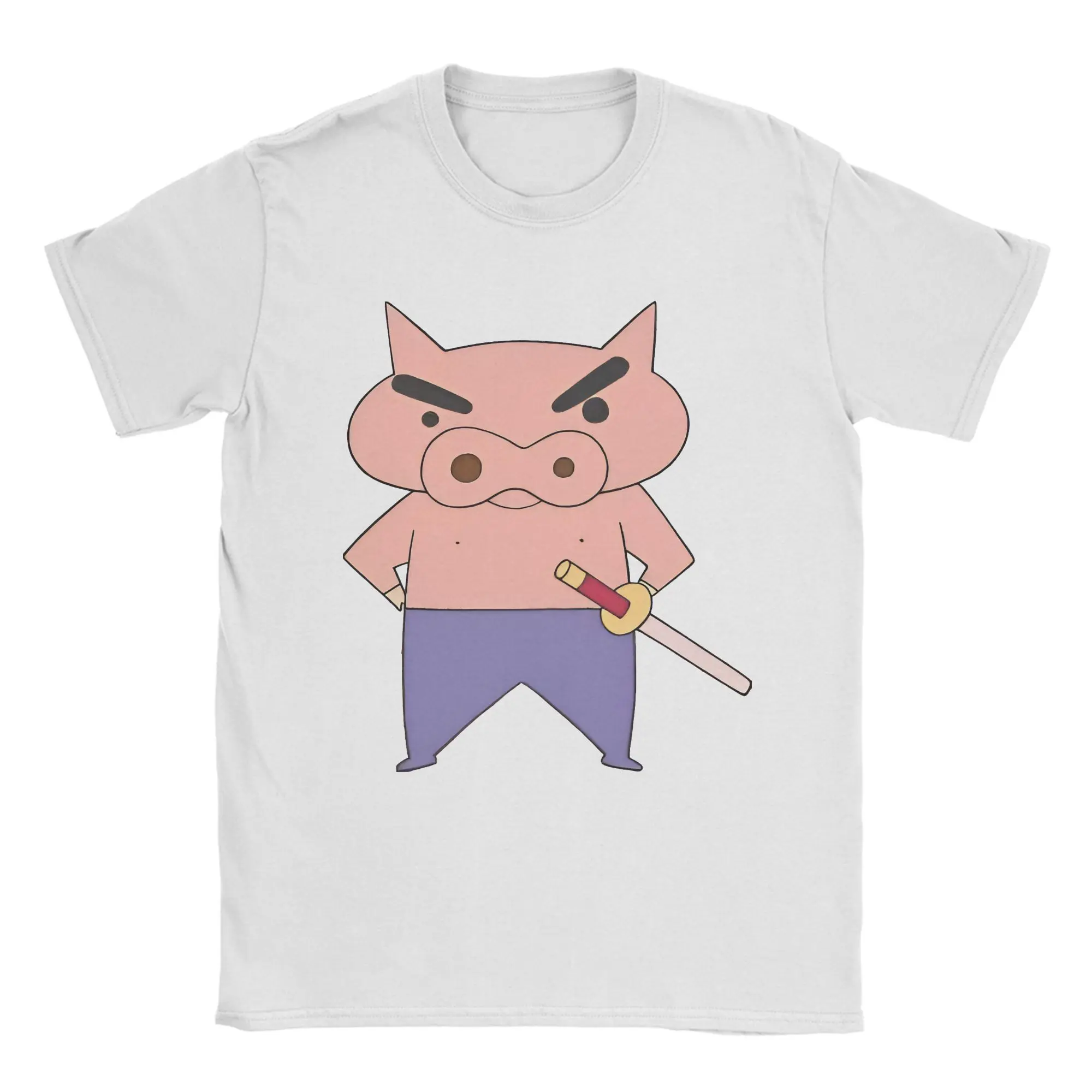 C-Crayon S-Shin-chans Buriburizaemon T-Shirt Unisex Cotton Clothes Printed Cartoon Round Neck Short Sleeve