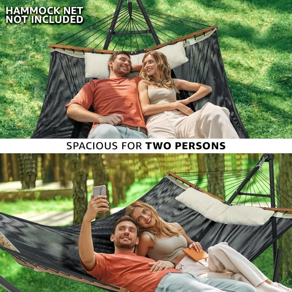 Aço ajustável duplo Hammock Stand, 800 lbs Capacidade, 2 pessoas, Premium pré-montado, interior e exterior