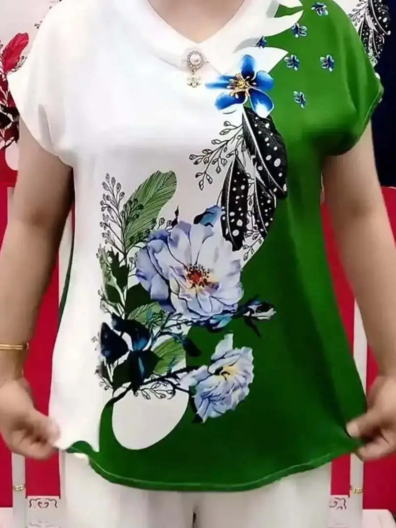 เสื้อยืดแฟชั่นผู้หญิง ฤดูร้อน รุ่นใหม่ ทรงหลวม ใส่แล้วดูผอม สไตล์ลำลอง คอตุ๊กตา พิมพ์ลายเกาหลี ดีไซน์สร้างสรรค์