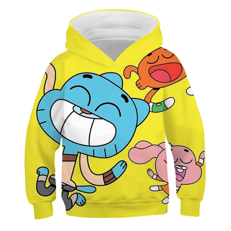 2024 New The Amazing World of Gumball Children Comedy Comic Peripheral Hooded Sweatshirt Autumn Clothing Trendy Versatile Hoodie