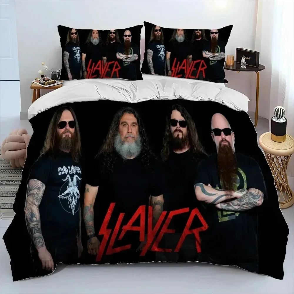 3D Print Slayer Heavy Metal Band Music Bedding Set Duvet Cover Bed Set Quilt Cover Pillowcase Comforter king Queen Size