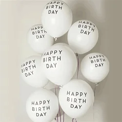 Juego de Globos de látex con letras Happy Birthday To You para niños, globo de helio de aire blanco, decoración de fiesta de primer cumpleaños, 10 piezas