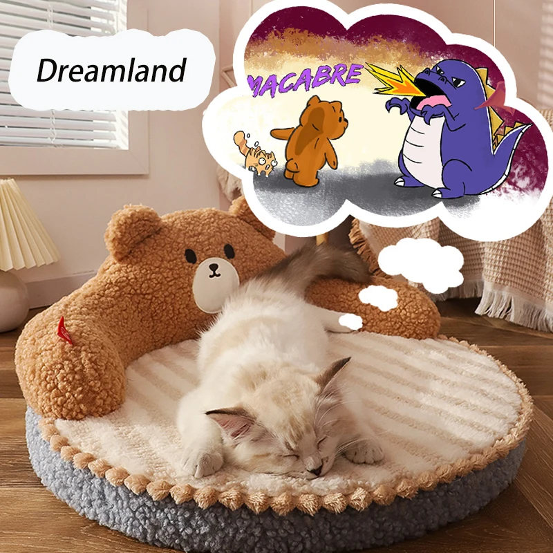 Winter Cat Bed Deep Sleep Warm Pet Cushion for Small Cats Dogs With Pillow Cozy Cat Nest Kennel Mat Washable Pet Beds Products